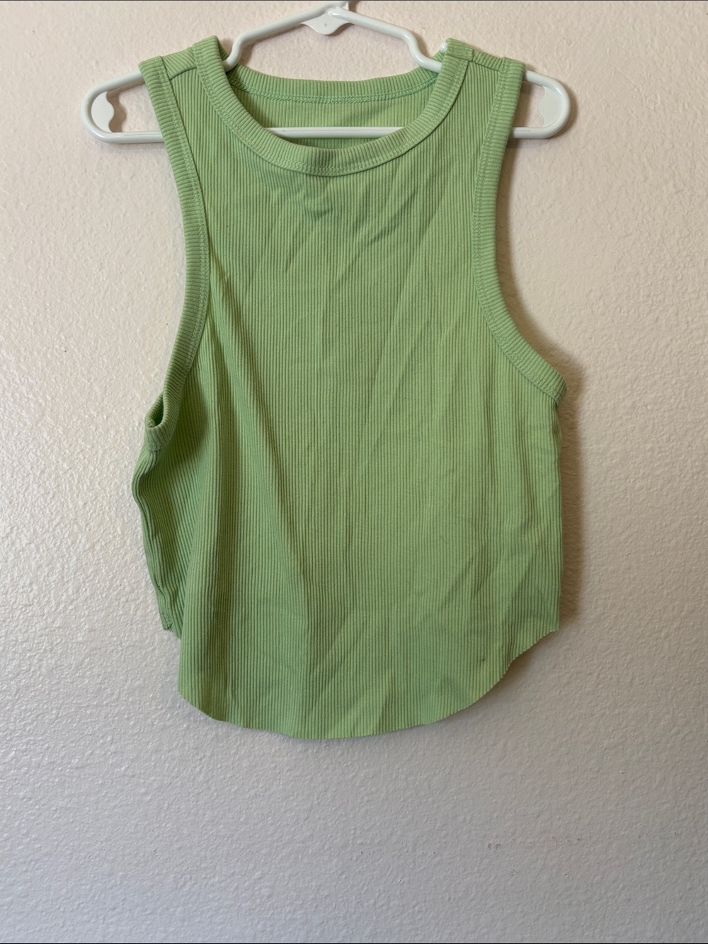 Wild Fable Lime Green High Neck Cropped Ribbed Tank Top Size S
